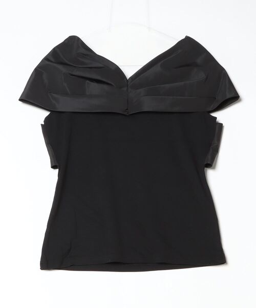 TRUDEA（トルディア）の「(接触冷感/暑さ対策)リボンデザイン異素材カットソー（Tシャツ/カットソー・レディース・ホワイト/ブラウン/ブラック・MEDIUM）」の4枚目の写真