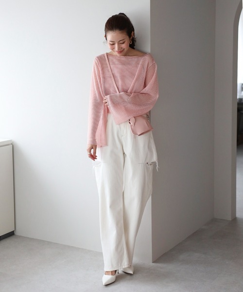 【美品】 HERMES リネン ひざ丈スカート オレンジ ナデージュ S Kahiko（カヒコ）の「【Kahiko】ホヌ＆ハイビスカスサッシュ