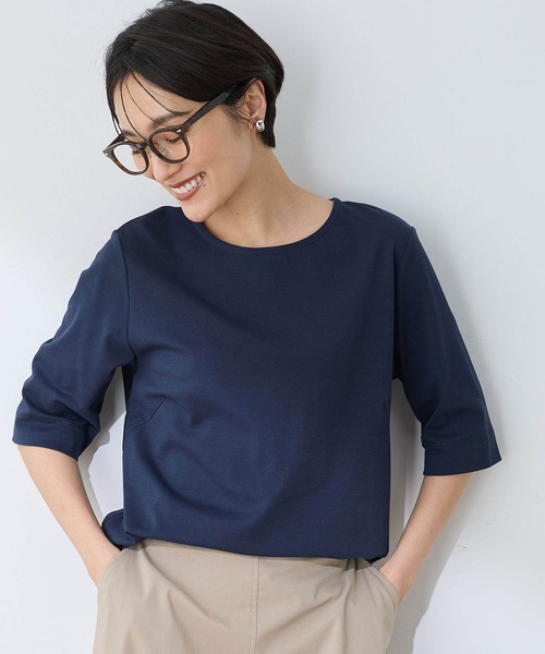 DECOY SINCE 1981(デコイシンスイチキュウハチイチ)の「【接触冷感・UVカット】オーガニックコットンスムースTシャツ(Tシャツ/カットソー・レディース・グレー/サックスブルー/ネイビー・LL/M/L/3L/4L)」の1枚目の写真