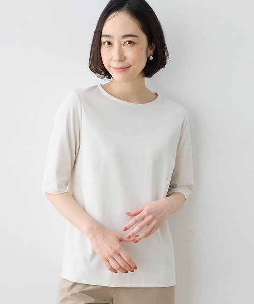 DECOY SINCE 1981(デコイシンスイチキュウハチイチ)の「【接触冷感・UVカット】オーガニックコットンスムースTシャツ(Tシャツ/カットソー・レディース・グレー/サックスブルー/ネイビー・LL/M/L/3L/4L)」の2枚目の写真