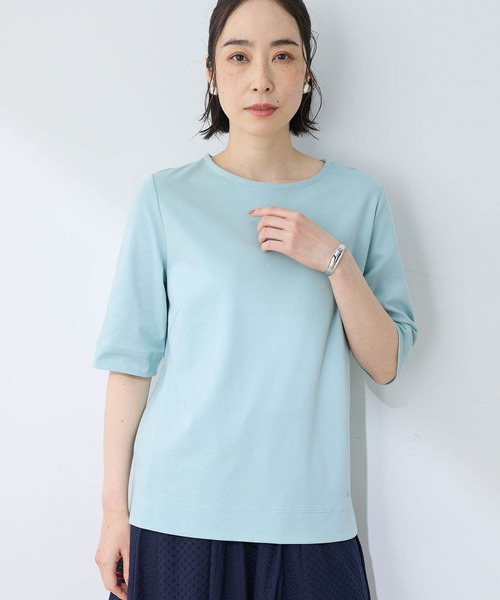 DECOY SINCE 1981(デコイシンスイチキュウハチイチ)の「【接触冷感・UVカット】オーガニックコットンスムースTシャツ(Tシャツ/カットソー・レディース・グレー/サックスブルー/ネイビー・LL/M/L/3L/4L)」の3枚目の写真