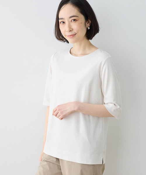 DECOY SINCE 1981(デコイシンスイチキュウハチイチ)の「【接触冷感・UVカット】オーガニックコットンスムースTシャツ(Tシャツ/カットソー・レディース・グレー/サックスブルー/ネイビー・LL/M/L/3L/4L)」の6枚目の写真