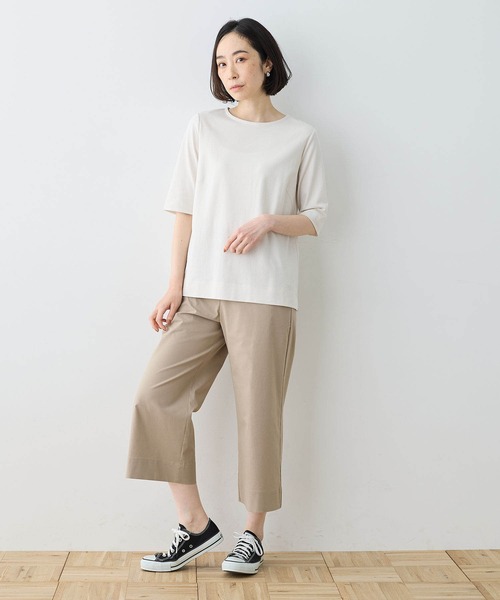 DECOY SINCE 1981(デコイシンスイチキュウハチイチ)の「【接触冷感・UVカット】オーガニックコットンスムースTシャツ(Tシャツ/カットソー・レディース・グレー/サックスブルー/ネイビー・LL/M/L/3L/4L)」の4枚目の写真