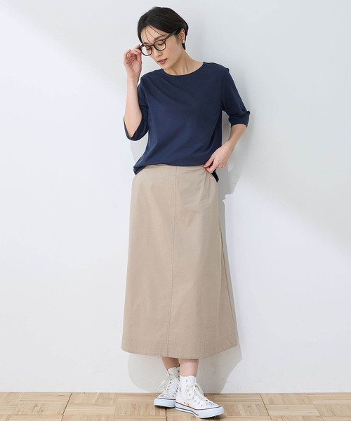 DECOY SINCE 1981(デコイシンスイチキュウハチイチ)の「【接触冷感・UVカット】オーガニックコットンスムースTシャツ(Tシャツ/カットソー・レディース・グレー/サックスブルー/ネイビー・LL/M/L/3L/4L)」の7枚目の写真