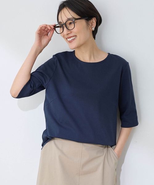 DECOY SINCE 1981(デコイシンスイチキュウハチイチ)の「【接触冷感・UVカット】オーガニックコットンスムースTシャツ(Tシャツ/カットソー・レディース・グレー/サックスブルー/ネイビー・LL/M/L/3L/4L)」の9枚目の写真