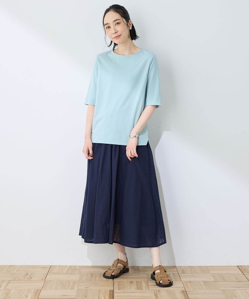 DECOY SINCE 1981(デコイシンスイチキュウハチイチ)の「【接触冷感・UVカット】オーガニックコットンスムースTシャツ(Tシャツ/カットソー・レディース・グレー/サックスブルー/ネイビー・LL/M/L/3L/4L)」の11枚目の写真