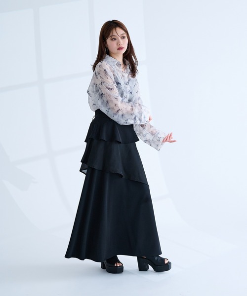 Ellno de Mavie(エルノデメヴィ)の「2wayシアーシャツ(シャツ/ブラウス・レディース・オフホワイト/ブルー/ブラック・FREE)」の14枚目の写真