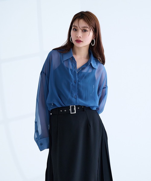 Ellno de Mavie(エルノデメヴィ)の「2wayシアーシャツ(シャツ/ブラウス・レディース・オフホワイト/ブルー/ブラック・FREE)」の17枚目の写真