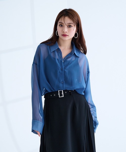 Ellno de Mavie(エルノデメヴィ)の「2wayシアーシャツ(シャツ/ブラウス・レディース・オフホワイト/ブルー/ブラック・FREE)」の18枚目の写真