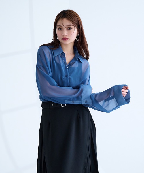Ellno de Mavie(エルノデメヴィ)の「2wayシアーシャツ(シャツ/ブラウス・レディース・オフホワイト/ブルー/ブラック・FREE)」の19枚目の写真