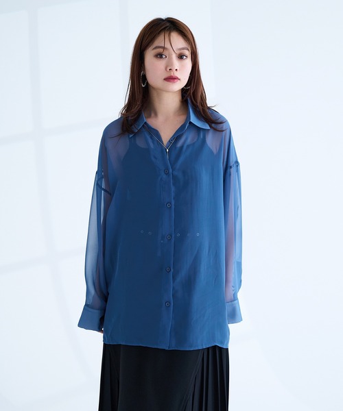 Ellno de Mavie(エルノデメヴィ)の「2wayシアーシャツ(シャツ/ブラウス・レディース・オフホワイト/ブルー/ブラック・FREE)」の22枚目の写真