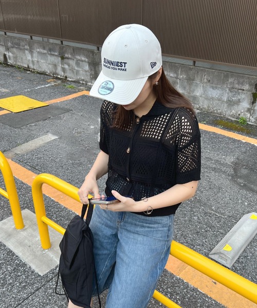 ABYS(アビス)の「メッシュポロトップス / サマーニット(ニット/セーター・レディース・ミント/ホワイト/ブラック・FREE)」の13枚目の写真