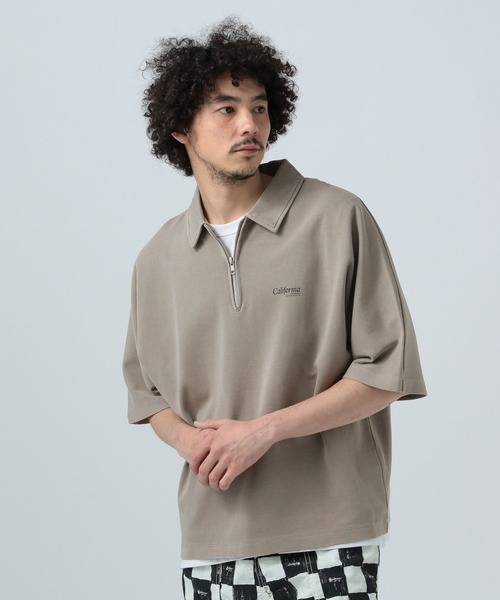 BAYFLOW(ベイフロー)の「ピグメントハーフZIP半袖プルオーバー(Tシャツ/カットソー・メンズ・パープル/チャコール/ベージュ・MEDIUM/LARGE)」の3枚目の写真