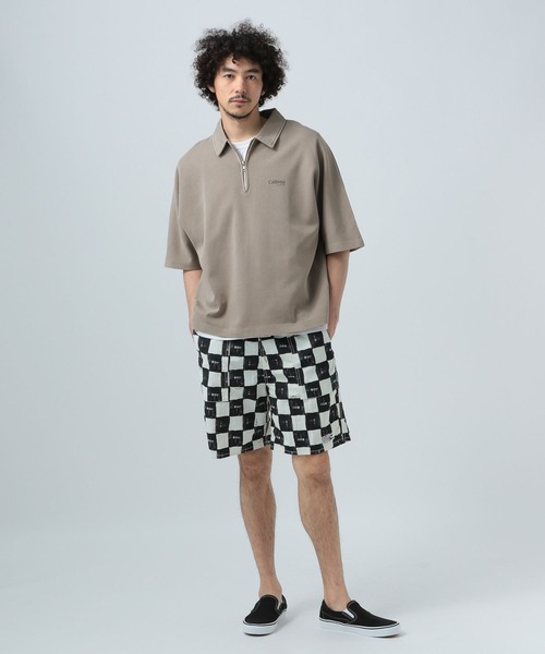 BAYFLOW(ベイフロー)の「ピグメントハーフZIP半袖プルオーバー(Tシャツ/カットソー・メンズ・パープル/チャコール/ベージュ・MEDIUM/LARGE)」の6枚目の写真