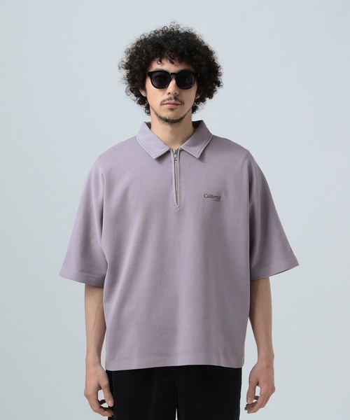 BAYFLOW(ベイフロー)の「ピグメントハーフZIP半袖プルオーバー(Tシャツ/カットソー・メンズ・パープル/チャコール/ベージュ・MEDIUM/LARGE)」の10枚目の写真