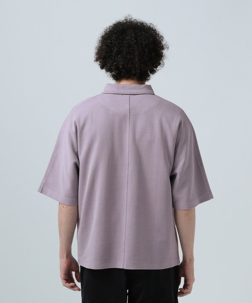 BAYFLOW(ベイフロー)の「ピグメントハーフZIP半袖プルオーバー(Tシャツ/カットソー・メンズ・パープル/チャコール/ベージュ・MEDIUM/LARGE)」の12枚目の写真