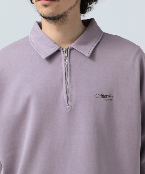 BAYFLOW(ベイフロー)の「ピグメントハーフZIP半袖プルオーバー(Tシャツ/カットソー・メンズ・パープル/チャコール/ベージュ・MEDIUM/LARGE)」の13枚目の写真