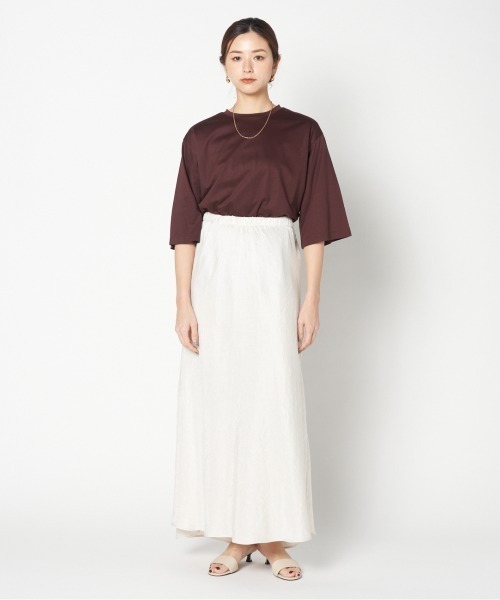 HELIOPOLE（エリオポール）の「SATIN MAXI FLARE SKIRT（スカート・レディース・アイボリー/ダークブラウン・38/36）」の9枚目の写真
