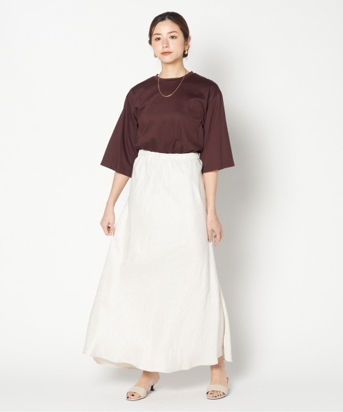 HELIOPOLE（エリオポール）の「SATIN MAXI FLARE SKIRT（スカート・レディース・アイボリー/ダークブラウン・38/36）」の12枚目の写真