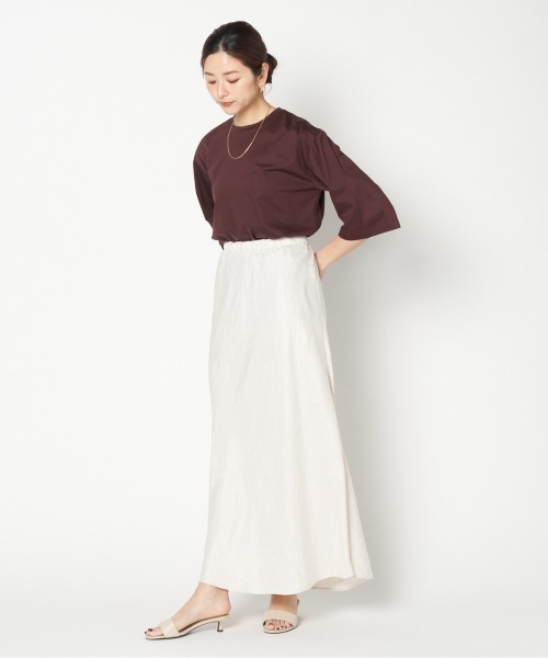 HELIOPOLE（エリオポール）の「SATIN MAXI FLARE SKIRT（スカート・レディース・アイボリー/ダークブラウン・38/36）」の13枚目の写真