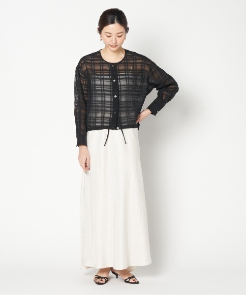 HELIOPOLE（エリオポール）の「SATIN MAXI FLARE SKIRT（スカート・レディース・アイボリー/ダークブラウン・38/36）」の14枚目の写真