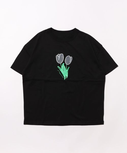 チューリップパッチ刺繍Tシャツ（Tシャツ/カットソー