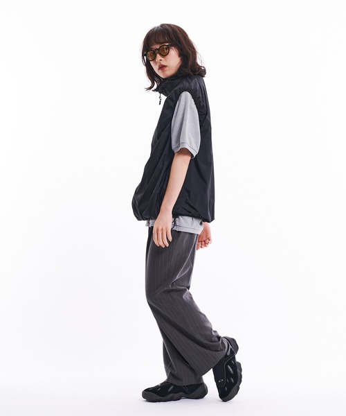 B　5/16 1moresheep天使の羽スペシャルプリントナイロンベスト qiri｜刺し子 ジャガード ベスト “sashiko JQ vest” 63-01-bl