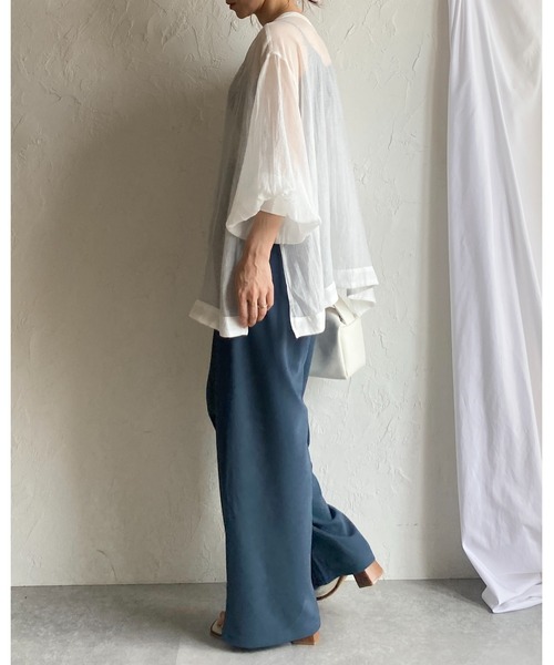 She's Closet（シーズクローゼット）の「ハイウエストギャザーワイドイージーパンツ（その他パンツ・レディース・ブルーグレー/ライトグレー/ブラック/ベージュ・FREE）」の9枚目の写真