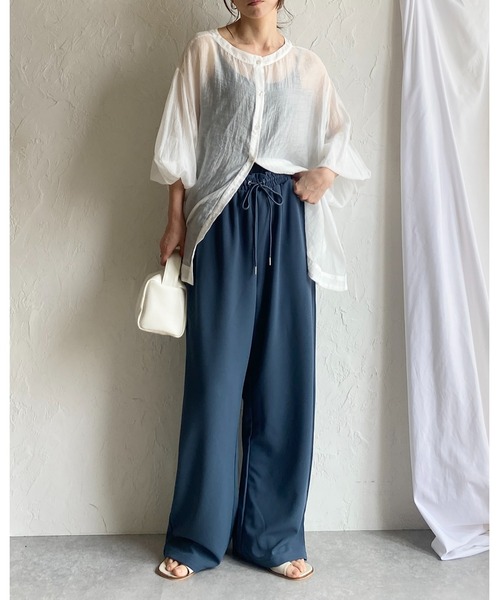 She's Closet（シーズクローゼット）の「ハイウエストギャザーワイドイージーパンツ（その他パンツ・レディース・ブルーグレー/ライトグレー/ブラック/ベージュ・FREE）」の11枚目の写真
