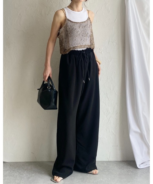 She's Closet（シーズクローゼット）の「ハイウエストギャザーワイドイージーパンツ（その他パンツ・レディース・ブルーグレー/ライトグレー/ブラック/ベージュ・FREE）」の18枚目の写真