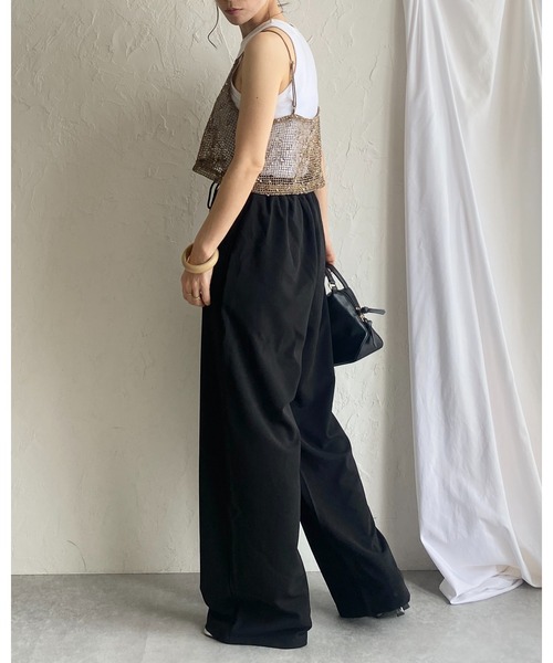 She's Closet（シーズクローゼット）の「ハイウエストギャザーワイドイージーパンツ（その他パンツ・レディース・ブルーグレー/ライトグレー/ブラック/ベージュ・FREE）」の19枚目の写真