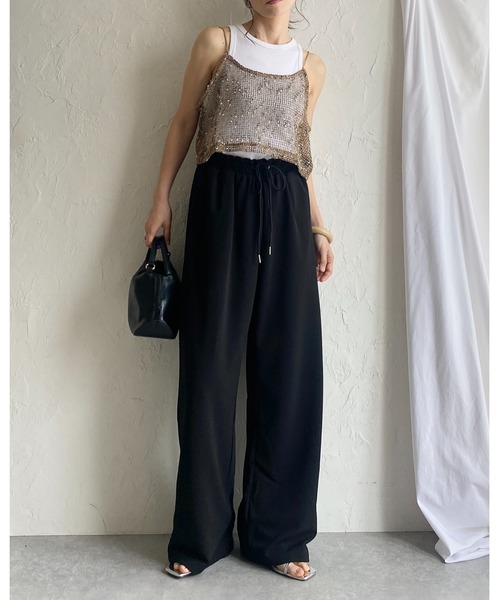 She's Closet（シーズクローゼット）の「ハイウエストギャザーワイドイージーパンツ（その他パンツ・レディース・ブルーグレー/ライトグレー/ブラック/ベージュ・FREE）」の20枚目の写真