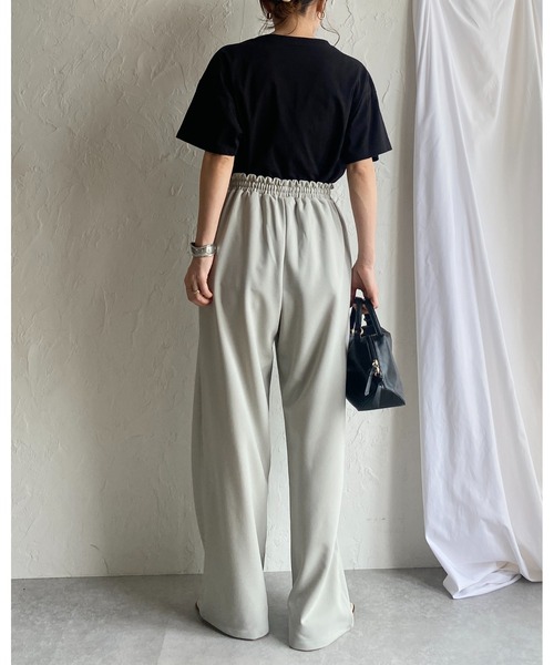 She's Closet（シーズクローゼット）の「ハイウエストギャザーワイドイージーパンツ（その他パンツ・レディース・ブルーグレー/ライトグレー/ブラック/ベージュ・FREE）」の21枚目の写真