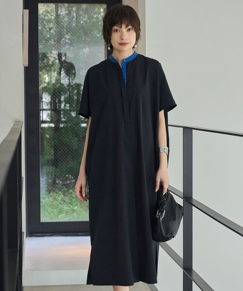 ICB(アイシービー)の「RENUソフトタイプライター バンドカラーワンピース(ワンピース・レディース・ネイビー系7/ライトイエロー系7/ブラック系7・42/44/46)」の2枚目の写真