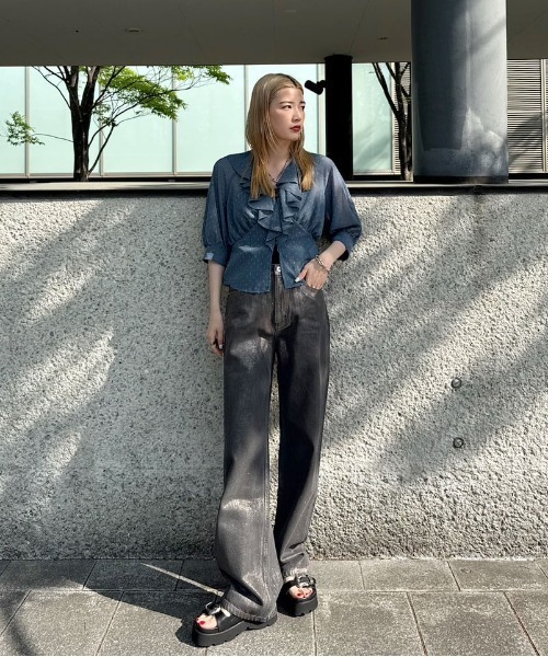 【新品】MEDI DECALCOMANIA CHIFFON BLOUSE 黒 セール】MEDI DECALCOMANIA CHIFFON BLOUSE(シャツ/ブラウス