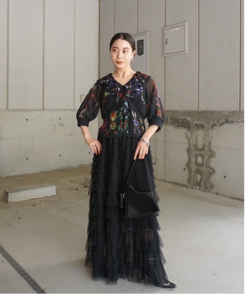 【新品】MEDI DECALCOMANIA CHIFFON BLOUSE 黒 セール】MEDI DECALCOMANIA CHIFFON BLOUSE(シャツ/ブラウス
