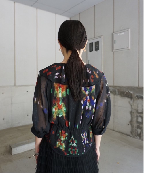 トップス Ameri MEDI DECALCOMANIA CHIFFON BLOUSE MEDI DECALCOMANIA CHIFFON BLOUSE