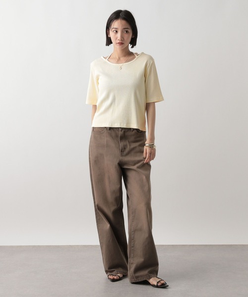 セール】ピグメントネックリボン5S 452589（Tシャツ/カットソー