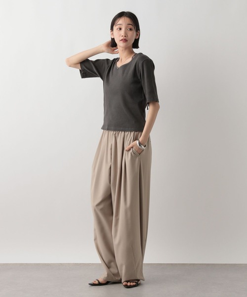 LOWRYS FARM（ローリーズファーム）の「ピグメントネックリボン５Ｓ　 452589（Tシャツ/カットソー・レディース・アイボリー/チャコールグレー/ブルー・FREE）」の10枚目の写真