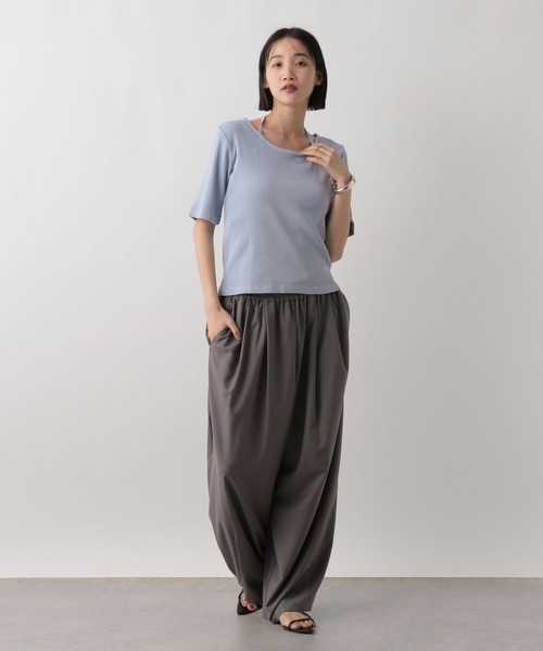 LOWRYS FARM（ローリーズファーム）の「ピグメントネックリボン５Ｓ　 452589（Tシャツ/カットソー・レディース・アイボリー/チャコールグレー/ブルー・FREE）」の15枚目の写真