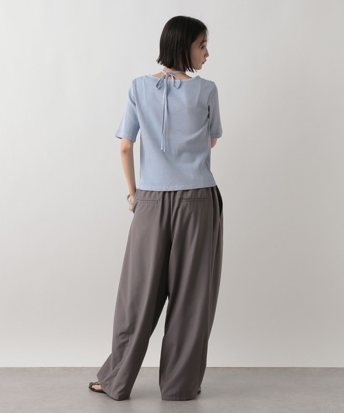 LOWRYS FARM（ローリーズファーム）の「ピグメントネックリボン５Ｓ　 452589（Tシャツ/カットソー・レディース・アイボリー/チャコールグレー/ブルー・FREE）」の16枚目の写真