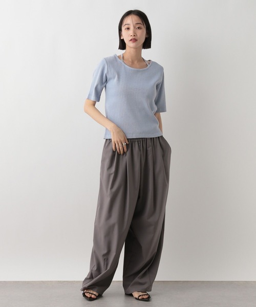 LOWRYS FARM（ローリーズファーム）の「ピグメントネックリボン５Ｓ　 452589（Tシャツ/カットソー・レディース・アイボリー/チャコールグレー/ブルー・FREE）」の17枚目の写真