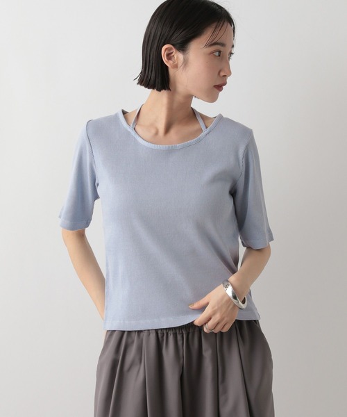 LOWRYS FARM（ローリーズファーム）の「ピグメントネックリボン５Ｓ　 452589（Tシャツ/カットソー・レディース・アイボリー/チャコールグレー/ブルー・FREE）」の19枚目の写真