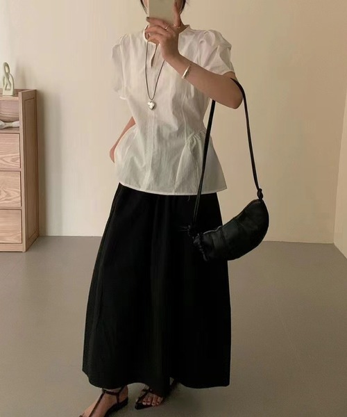Lace Ladies(レースレディース)の「スキッパーネック ペプラム 半袖 タック ハートネックレス ブラウス(シャツ/ブラウス・レディース・イエロー/ブルー/ホワイト/ブラック・FREE)」の18枚目の写真