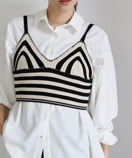 セール】メッシュ編みボーダービスチェ（キャミソール）｜select MOCA