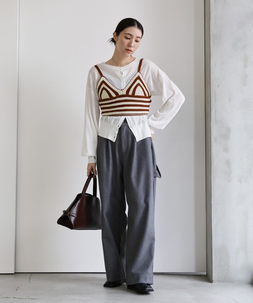 セール】メッシュ編みボーダービスチェ（キャミソール）｜select MOCA