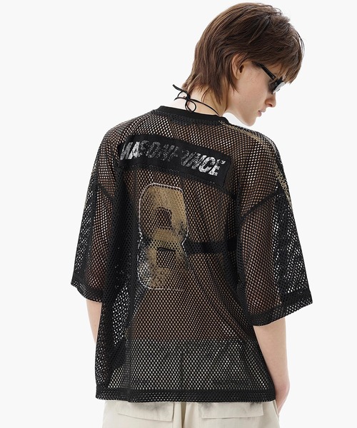 セール】Vネック ナンバリング メッシュTシャツ DT4346