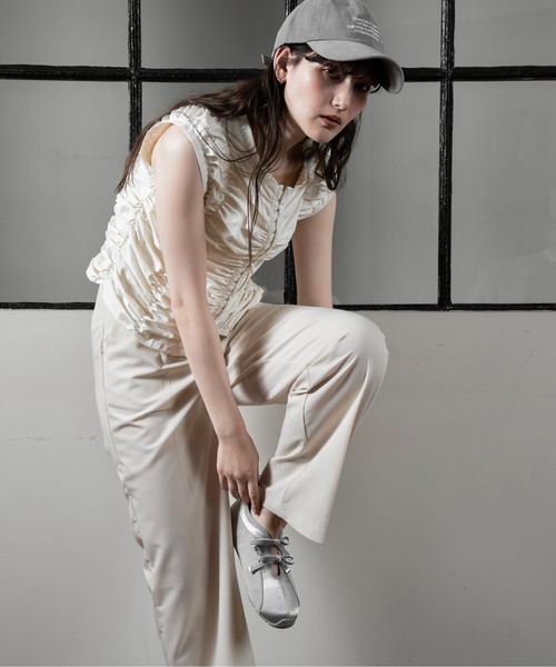 セール】different material double ribbon sneaker / ディファ