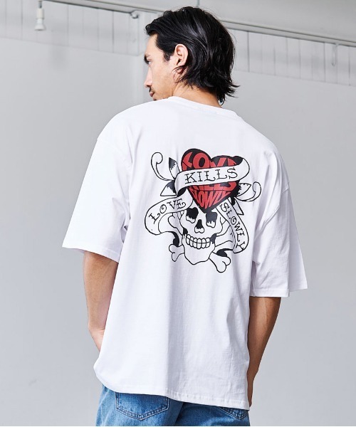 Ed Hardy（エドハーディー）の「『ED HARDY/エドハーディー』クルーネック スカルハート半袖Tシャツ（Tシャツ/カットソー・メンズ・ブラック/ホワイト・L/M）」の21枚目の写真