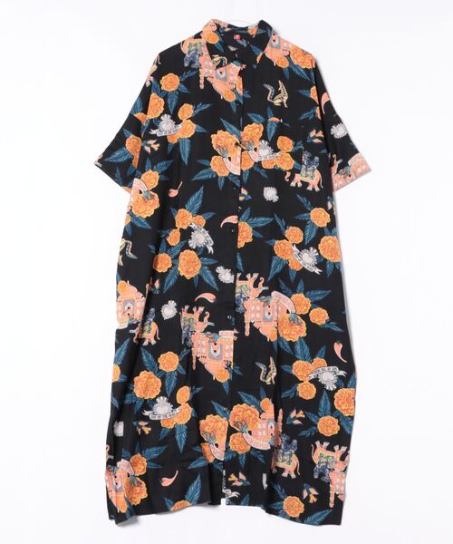 チャイハネ（チャイハネ）の「【チャイハネ】アロティラシャツワンピース（シャツワンピース・レディース・ブラック/ホワイト/イエロー・FREE）」の3枚目の写真